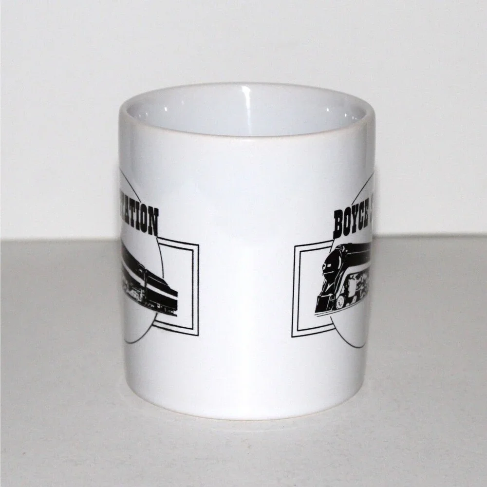 BOYCE STATION coffee tea mug white ceramic railroad Staffordshire UK train